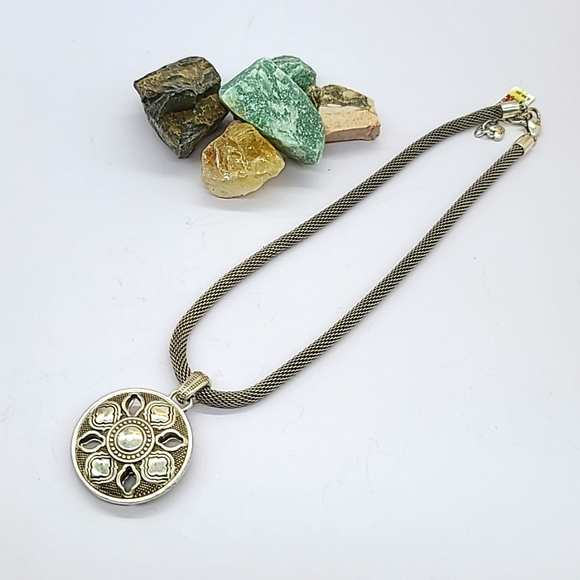 NWTS Brighton "ARAGON" Sapphire Swarovski Crystal Reversible Pend w Mesh Chain! - Picture 7 of 12